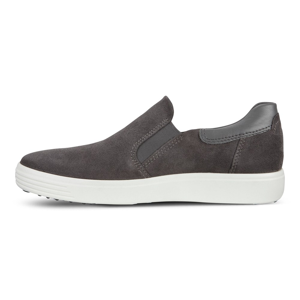 ECCO Mens Slip On Dark Grey - Soft 7 Sneakerss - MKY-986103